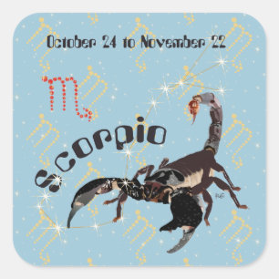 Pegatina Cuadrada Scorpio October 24 to de los noviembre de 22