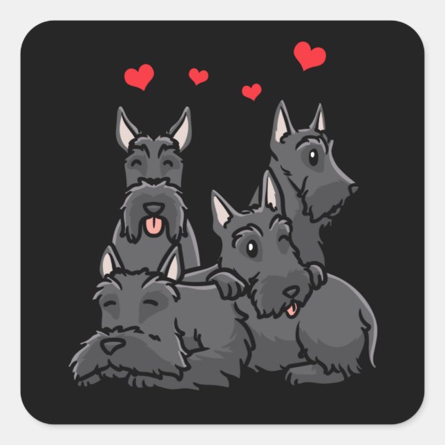Pegatina Cuadrada Scottish Terrier Dog Aberdeen Terrier (Anverso)