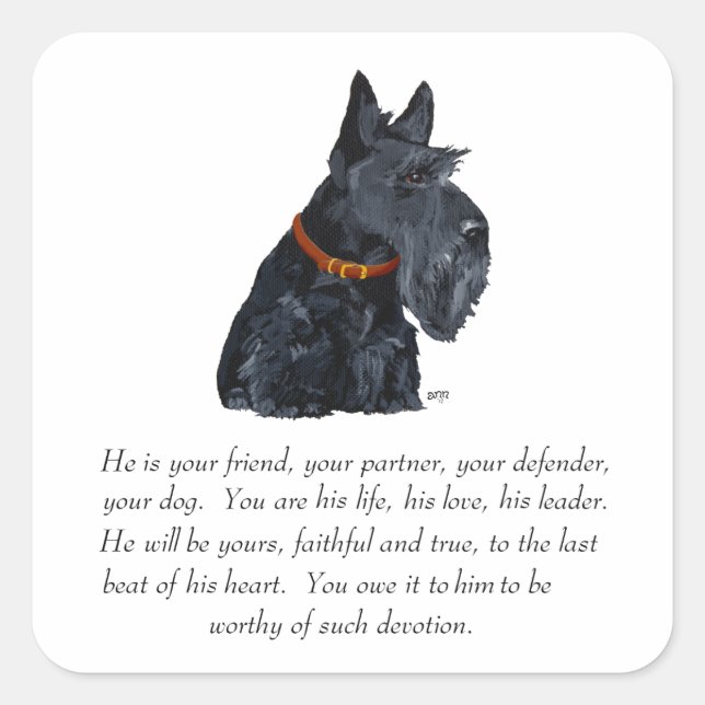 Pegatina Cuadrada Scottish Terrier Keepsake (Anverso)