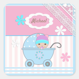 Pegatina Cuadrada Scrapbook for boy, álbum de fotos para boy