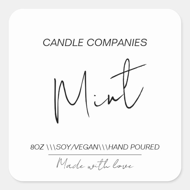 Pegatina Cuadrada Script Soy Vegan Candlaker Business (Anverso)