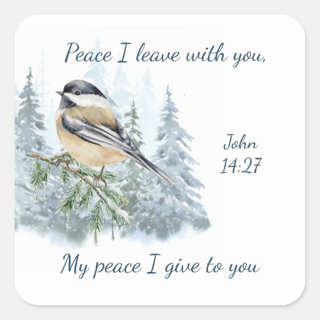 Pegatina Cuadrada Scripture John 14:27 My Peace I leave with You (Anverso)