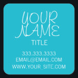 Pegatina Cuadrada Scuba Blue Freehand Simple<br><div class="desc">Guay,  diseño elegante y minimalista. Azul y blanco.</div>