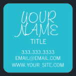 Pegatina Cuadrada Scuba Blue Freehand Simple<br><div class="desc">Guay,  diseño elegante y minimalista. Azul y blanco.</div>