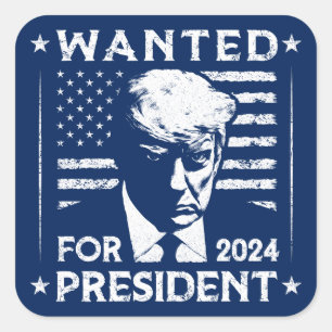 Pegatina Cuadrada Se busca a Trump para las elecciones presidenciale