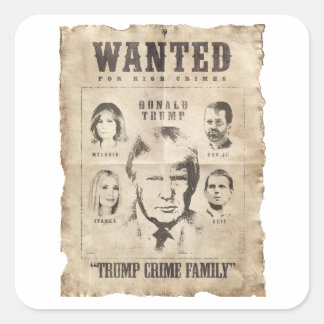 Pegatina Cuadrada Se busca familia de crímenes de Trump