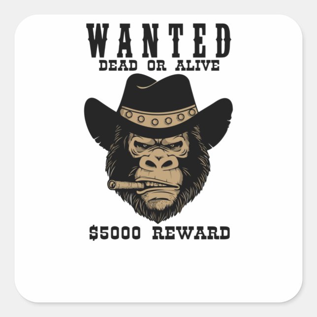 Pegatina Cuadrada Se busca muerto o vivo (Anverso)