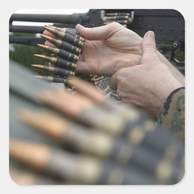 Pegatina Cuadrada Se dispararon más de 3.000 disparos desde M-240G (Anverso)