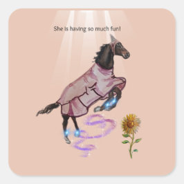 Pegatina Cuadrada ¡se está divirtiendo tanto!