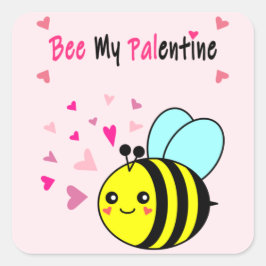 Pegatina Cuadrada Sé Mi Palentín Cute Día de San Valentín