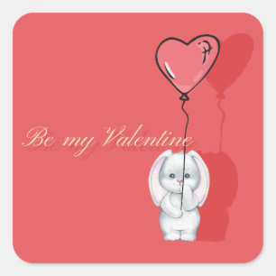 Pegatina Cuadrada Sé mi Valentín