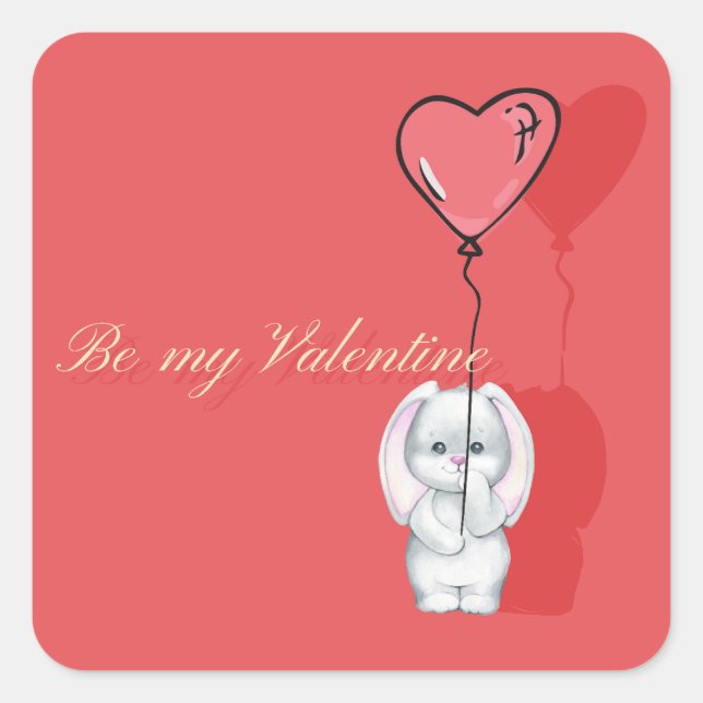 Pegatina Cuadrada Sé mi Valentín (Anverso)