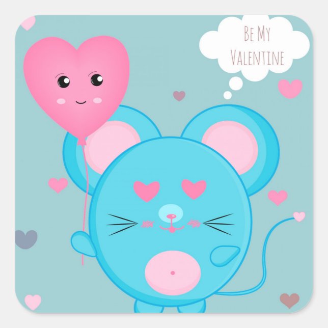 Pegatina Cuadrada Sé mi Valentín (Anverso)