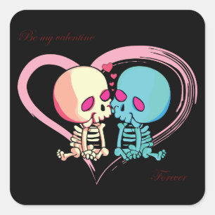 Pegatina Cuadrada Sé mi Valentine para siempre por Día de San Valent