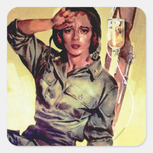 Pegatina Cuadrada Se necesitan más enfermeras ~ Cuerpos de enfermer