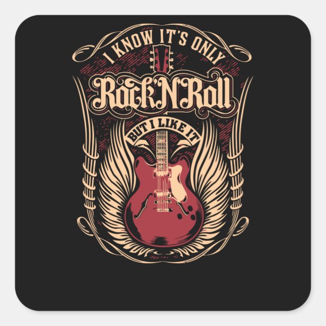 Pegatina Cuadrada Sé que es sólo Rock n Roll (Anverso)