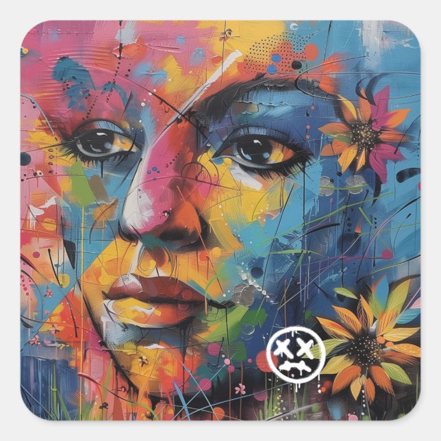 Pegatina Cuadrada Sé reflexivo... Pegatinas (Anverso)