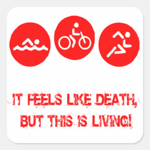 Pegatina Cuadrada Se siente como la muerte - Triatlón