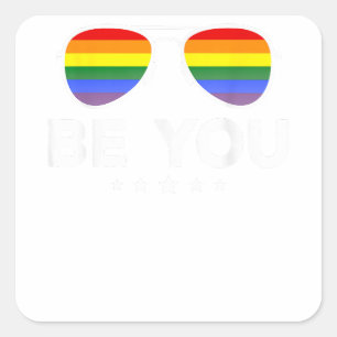 Pegatina Cuadrada Sé tú gafas de sol arcoiris LGBT