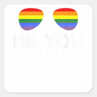 Pegatina Cuadrada Sé tú gafas de sol arcoiris LGBT