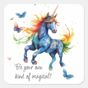 Pegatina Cuadrada Sé tu propio tipo de mágico - Unicornio