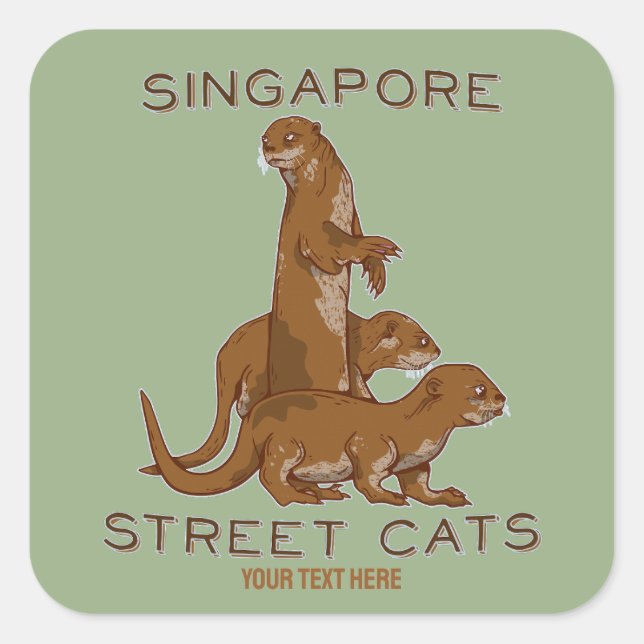 Pegatina Cuadrada Sea Otter Singapore Street Cats (Anverso)