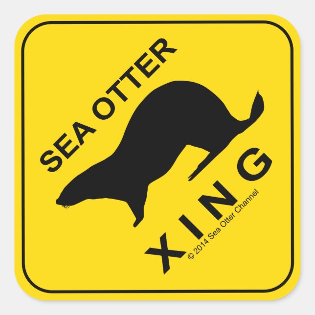 Pegatina Cuadrada Sea Otter Xing (Anverso)