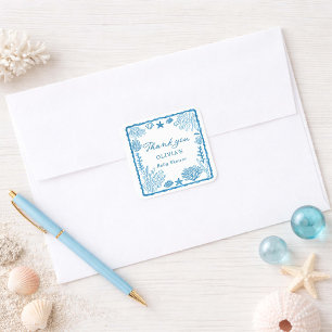 Pegatina Cuadrada Sea You Soon Baby Shower