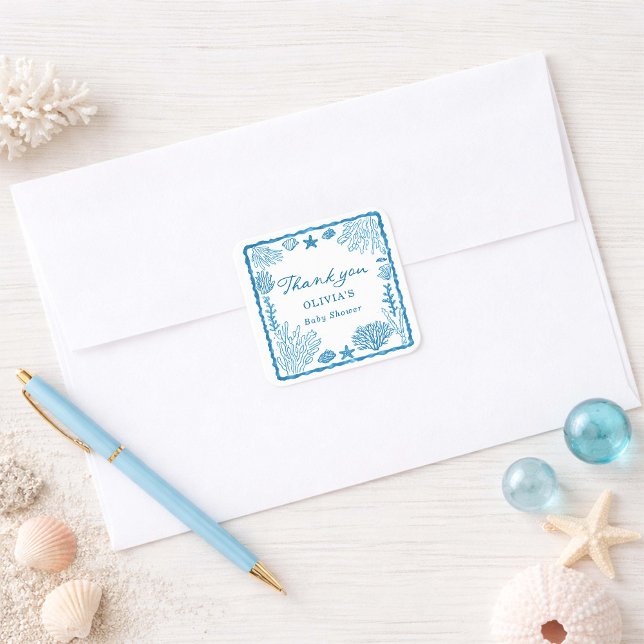 Pegatina Cuadrada Sea You Soon Baby Shower  (Subido por el creador)