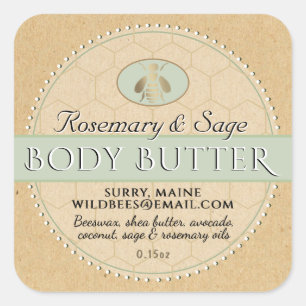 Pegatina Cuadrada Seafoam en Kraft Beeswax Body Butter