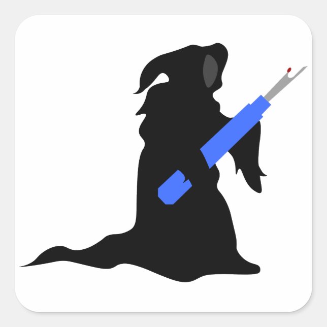 Pegatina Cuadrada Seam Ripper - Pegatinas Grim Reaper (Anverso)