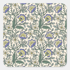 Pegatina Cuadrada Seamless blue, yellow, and white floral pattern 