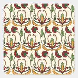 Pegatina Cuadrada Seamless floral pattern with red and yellow 