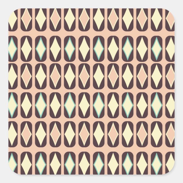 Pegatina Cuadrada Seamless geometric pattern in dark brown leaf  (Anverso)