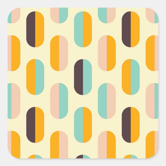 Pegatina Cuadrada Seamless geometric pattern in retro vibes (Anverso)