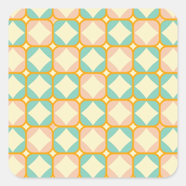 Pegatina Cuadrada Seamless retro pattern with rounded squares (Anverso)