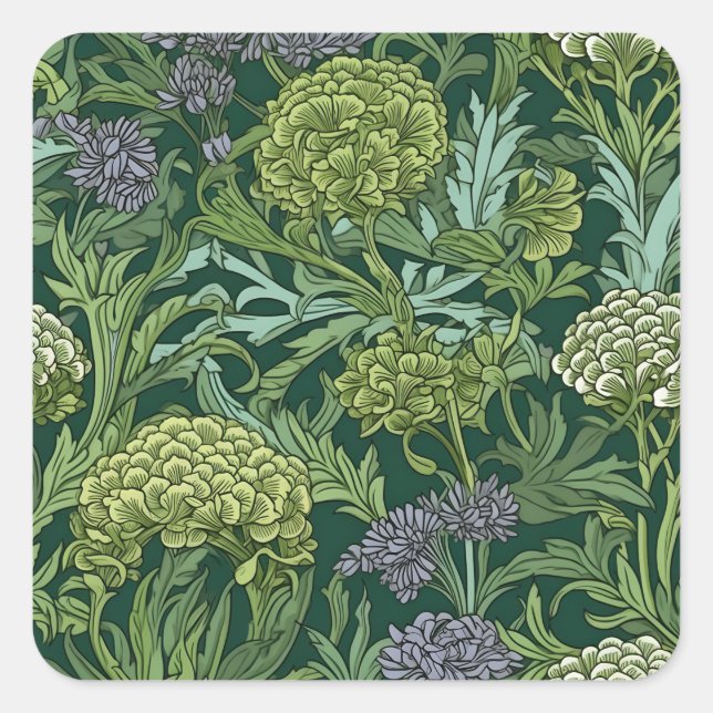 Pegatina Cuadrada Seamless William Morris style floral pattern (Anverso)