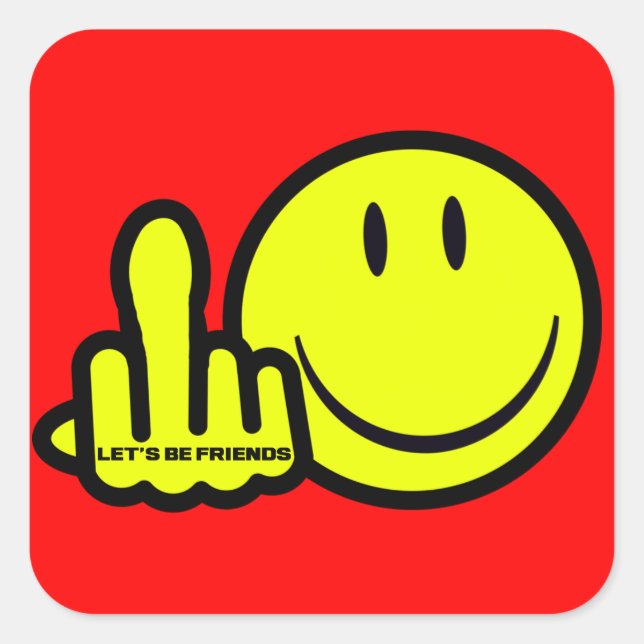 Pegatina Cuadrada Seamos amigos (Anverso)