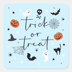 Pegatina Cuadrada Seamos espeluznantes fiestas de Halloween Blue