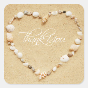 Pegatina Cuadrada Seashell Heart Gracias
