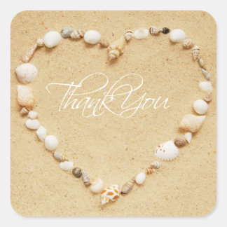 Pegatina Cuadrada Seashell Heart Gracias