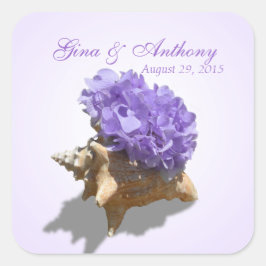 Pegatina Cuadrada Seashore Hydrangea Purple