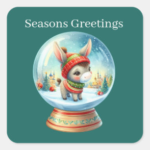 Pegatina Cuadrada Seasons Greetings burkey Navidades