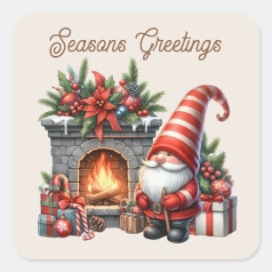 Pegatina Cuadrada Seasons greetings gnome añadir texto