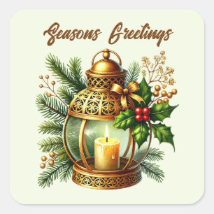 Pegatina Cuadrada Seasons Greetings vela añadir texto