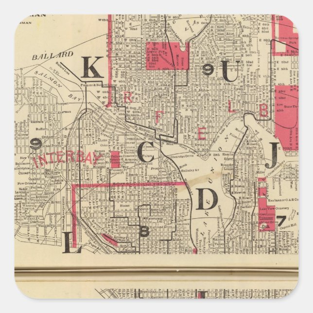 Pegatina Cuadrada Seattle (Anverso)