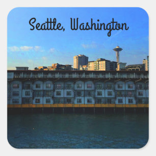 Pegatina Cuadrada Seattle Edgewater Hotel #1 Pegatinas