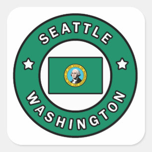 Pegatina Cuadrada Seattle Washington