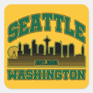 Pegatina Cuadrada Seattle, Washington