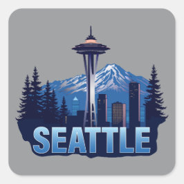 Pegatina Cuadrada Seattle Washington United States of America